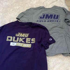 JMU field hockey t-shirts (purple-medium, grey-large)